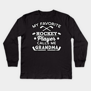 Favorite Ice Hockey Player For Grandma Kids Long Sleeve T-Shirt